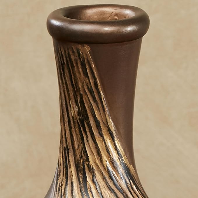 Textured Swirl Golden Bronze Decorative Modern Table Vases Set of 2