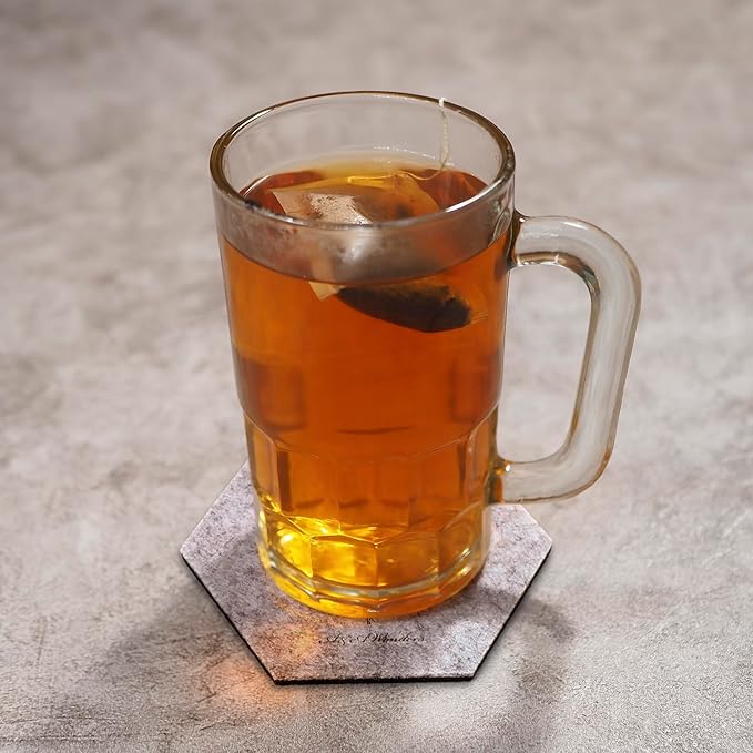 A&A Wonders Premium Felt Coasters for Drink, Two-Tone Reversible, Absorbent Felt Protects Furniture, Table, Anti Slip, Suitable for Drinks & All Table Types (Light Gray/Dark Gray, Hexagon 12 Pack)