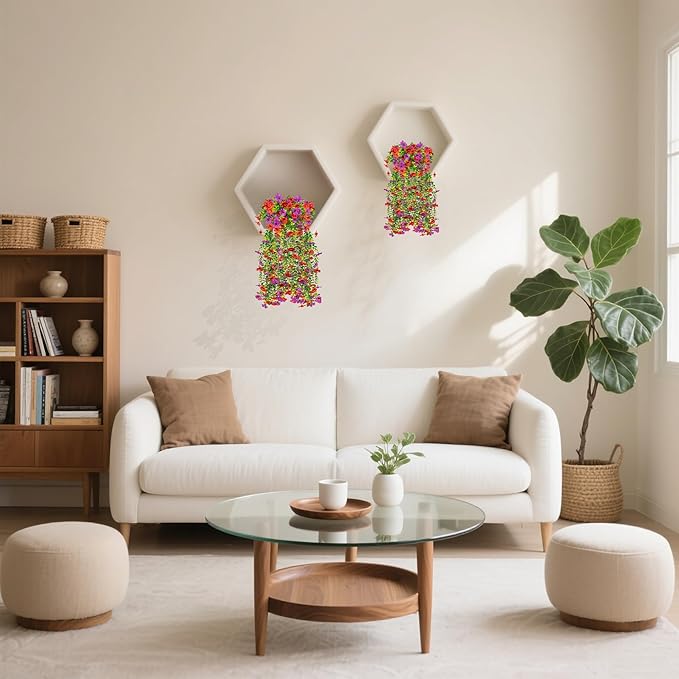 Artificial Flowers for Outdoors Decoration, 2 Pcs Outdoor Faux Plants Daisy with Eucalyptus Leaves Summer UV Resistant Fake Flowers Hanging Planters for Front Porch Patio Yard Door Garden Home Decor