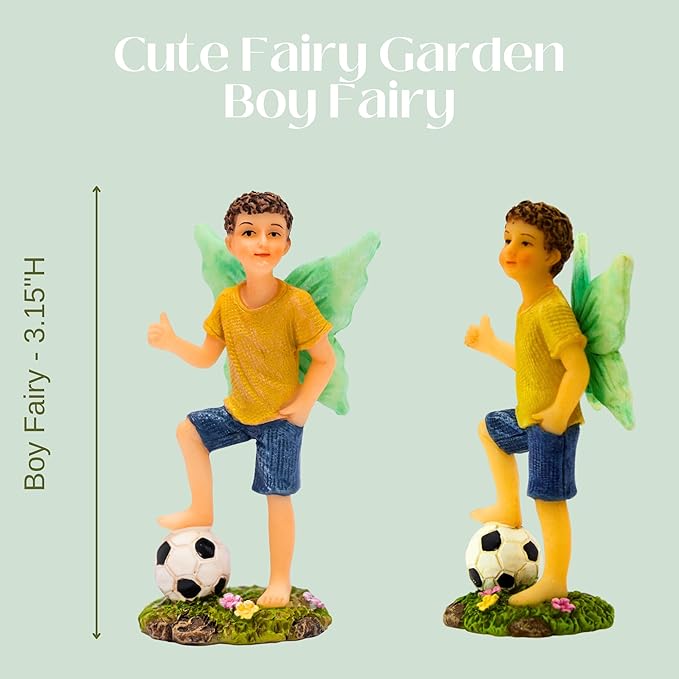 PRETMANNS Fairies for Fairy Garden - Boy & Girl Figurines – Cute Accessories for Indoor or Outdoor Miniature Garden – 2-Piece Set