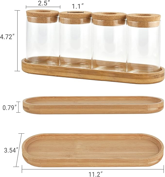 Dahey Plant Propagation Terrarium Desktop Glass Planter Station Water Planting Glass Vase with Lid and Wooden Stand for Propagating Hydroponic Plants Centerpiece Office Home Garden Decor, 4 Pcs