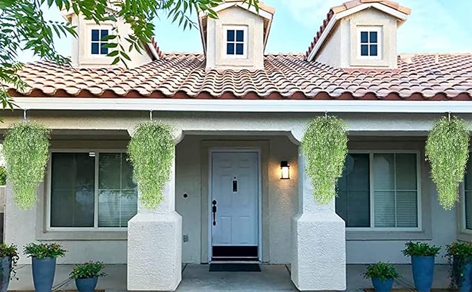 Toprooms Hanging Fake Plants,4 Pcs Faux Eucalyptus Leaf Greenery Vine Plant Faux Plants Fake Ivy Room Decor Home Garden Wedding Party Indoor Outdoor Decorations (White 4P)