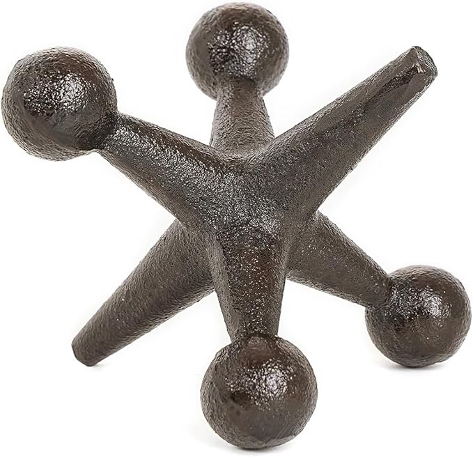Sungmor Cast Iron Decorative Jack Statue, Home Office Accent Figurine, Antique Brown Jack Sculpture for Bookcase or Table Decoration, Creative Bookends, Paperweight, Door Stop