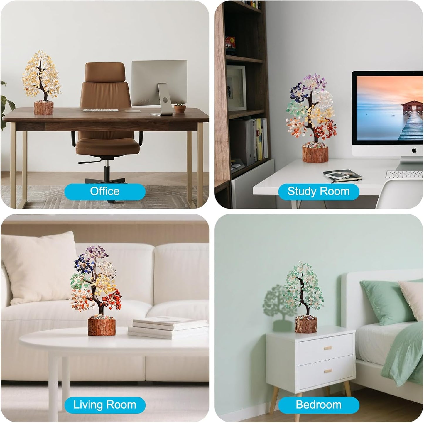 Chakra Crystal Tree of Life,Crystals and Healing Stones,Birthday Gifts for Women,Feng Shui Money Tree,Spiritual Meditation Gifts for Positive Energy,Crystal Decor