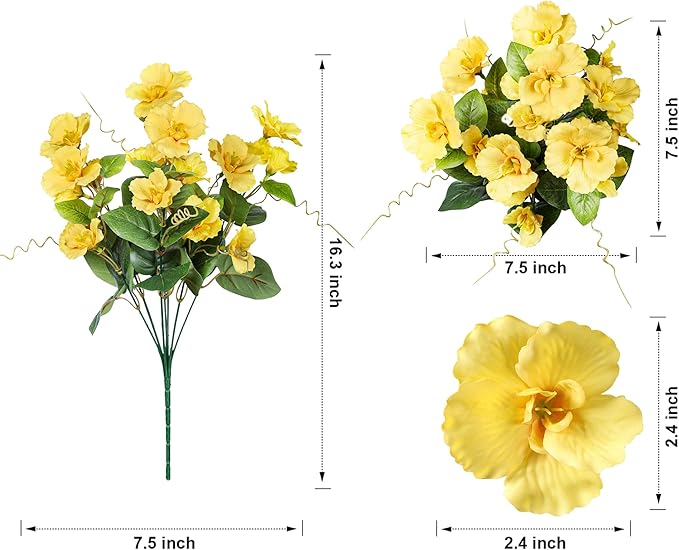 INSPRING Fake Fall Flowers Artificial Mums for Outdoors Autumn Decoration, Faux Silk Flowers Plants Realistic UV Resistant Tropical Flower Artificial for Outside Planter Patio (2MixHC, 6 Bundles)