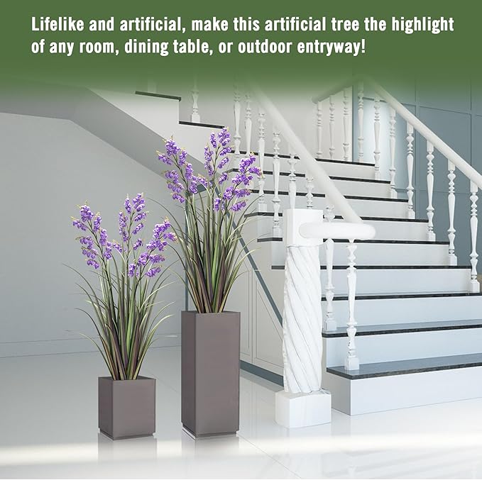 Green Onions Home Decor Fake Plants Lily of The Valley Snake Plant Home DéCor Accents Artificial Grass Room Decor Artificial Plants Indoor Artificial Grass 36" 1 Pack(Purple)