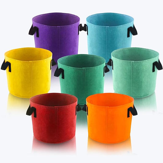 10 Gallon Grow Bags, 7 Pack Colorful Fabric Plant Pots with Handles for Garden and Outdoor Planting