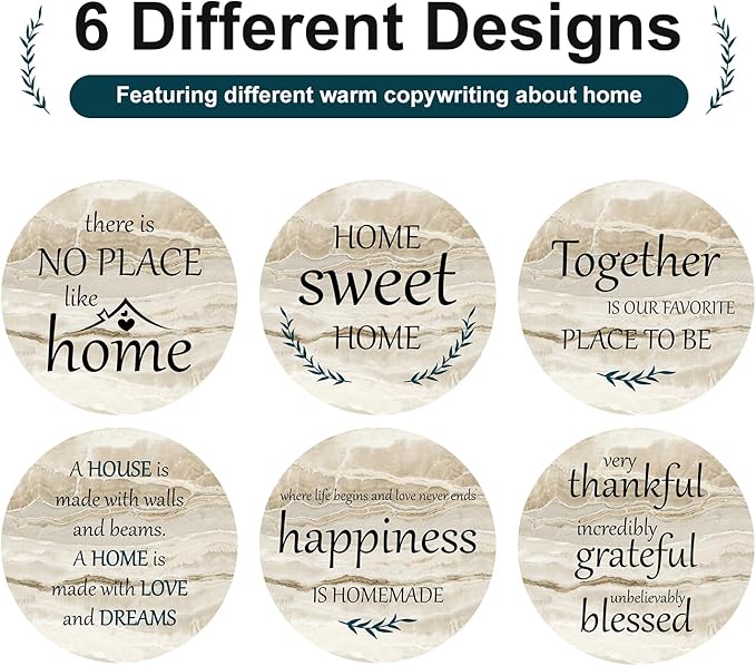 Best Housewarming Gifts for New Home Drink Ceramic Coasters Set of 6 Farmhouse Coffee Table Decor Outdoor Coaster Set with Holder Cup Coasters Decorative Christmas Home Gift for Family House