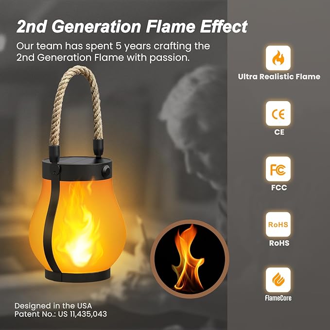 Hompavo Gen2 Solar Lanterns Outdoor, Christmas Gifts for Women, Dual Charging (USB/Solar) & 2 Modes - Waterproof Decorative Hanging/Table Lights for Yard Patio Garden Halloween Christmas Decor, 4