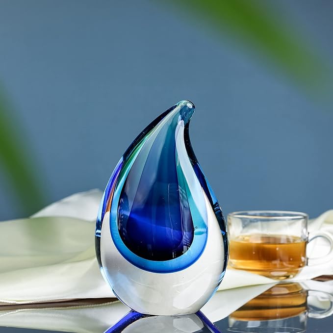 Yao Yuan Hand-Blown Murano-Style Glass Sculpture Decor Statue and Figurine - Wonderful Gift, Blue