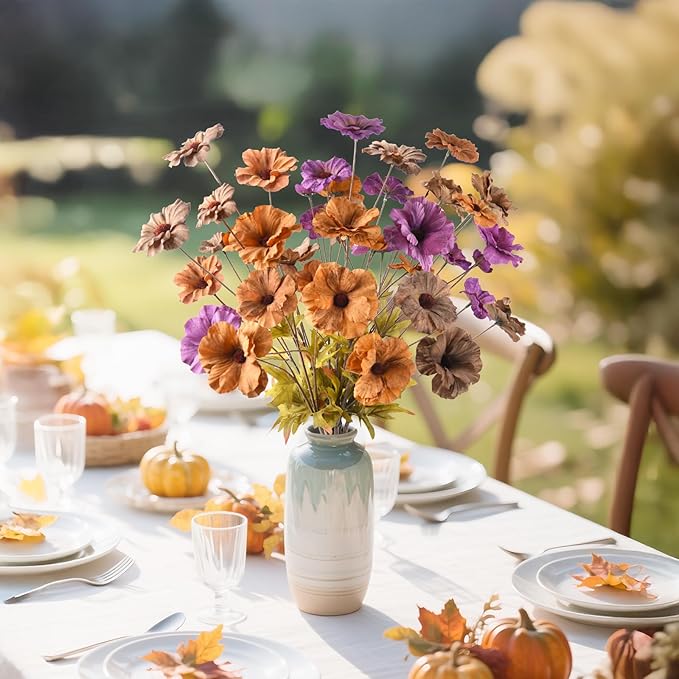 6PCS Artificial Fall Flowers Realistic Fake Flowers Bouquet Faux Autumn Flowers Arrangements for Centerpieces Table Decor Home Office Wedding Decorations