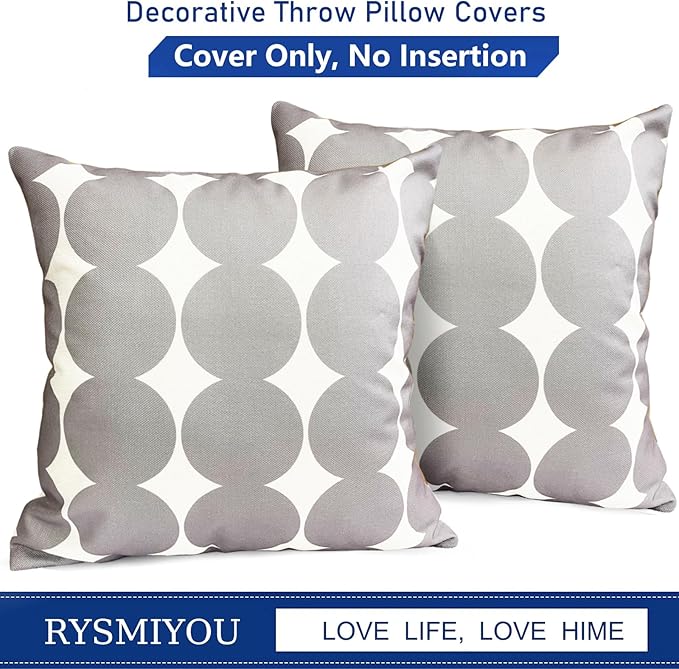 Decorative Throw Pillow Covers Set of 2 Light Gray Fashion Polka dot Pillow Covers 22x22 Inch Throw Pillow Cover Linen Pillowcase Farmhouse Outdoor Pillow Covers for Couch Sofa Living Room