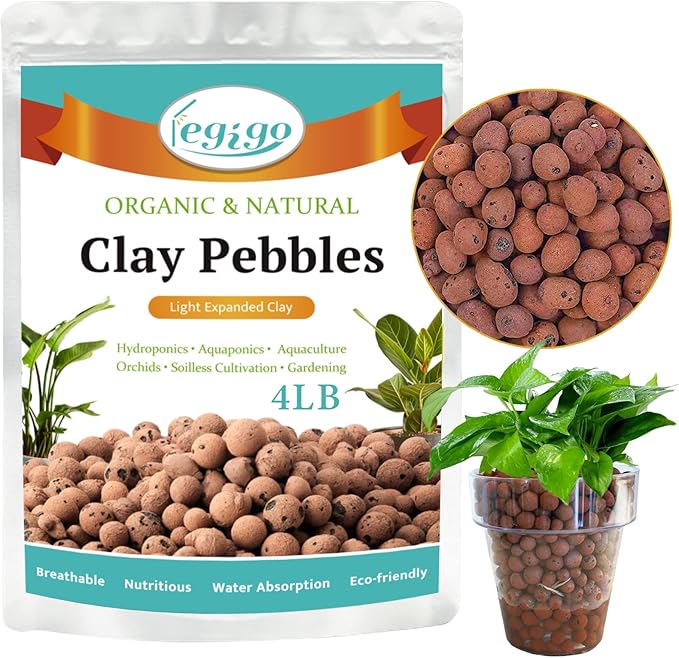 Legigo 4 LB Organic Leca Clay Pebbles for Plants, 4mm-16mm 100% Natural Leca Balls for Indoor Plants, Hydroton Clay Pebbles for Plants Hydroponic Aquaponics Growing Orchid Drainage Terrarium