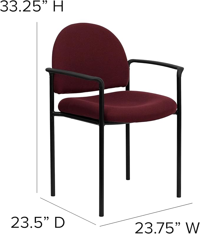 Flash Furniture Tiffany Comfort Burgundy Fabric Stackable Steel Side Reception Chair with Arms