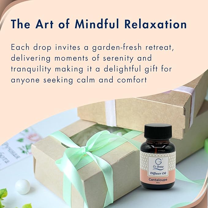 G's Breeze Cantaloupe Diffuser Oil Refill - Sweet, Refreshing & Juicy Scent of Ripe Cantaloupe - Uplifting Aroma, Fruity Spray for Home or Office - Energizing & Long-Lasting Fragrance - 60 ML