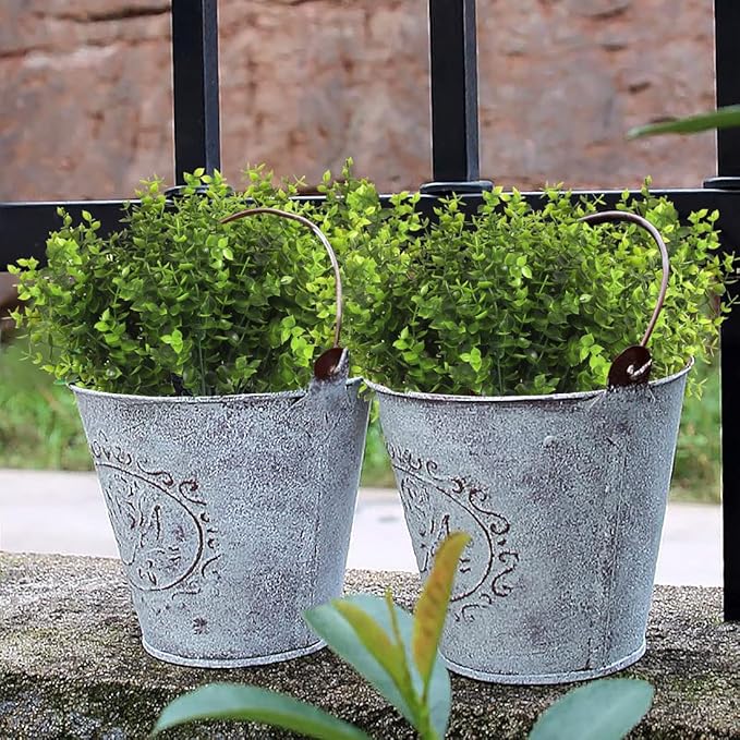 RECUTMS Artificial Boxwood Stems Fake Plant 12 Large Pieces, Faux Farmhouse Greenery Shrubs to Brighten up Your Wedding Home Kitchen Garden Patio Yard Indoor Outdoor Decor(Eucalyptus)