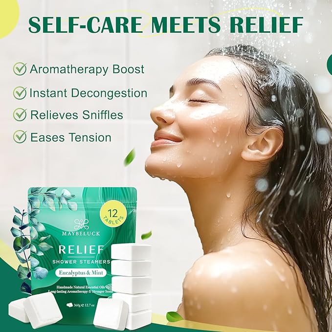 Eucalyptus Mint Shower Steamers 12 Pack - Eucalyptus for Shower, White Elephant Gifts, Stocking Stuffers for Adults, Christmas Gifts & Aromatherapy Birthday Gifts for Women Men Mom