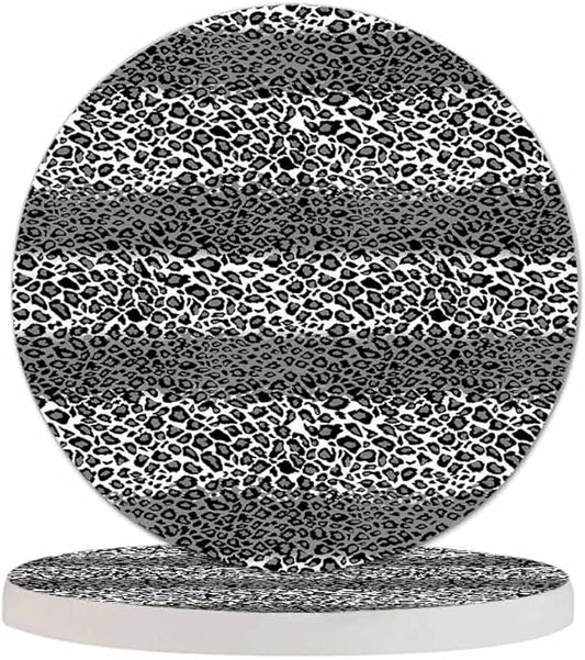 Repeating Leopard Spots Drink Coaster Cheetah Skin Pattern Leo Dots Design Beautiful Home Decor Diatomite Heat-Resistant Diatomite 4 Inch for Cold Drinks Wine Mugs Cups