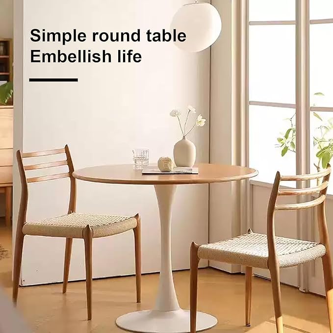 23.62" Mid-Century Round Dining Table, Small Dining Table, Side Table for 2 People, Small Round Dining Room Table with Sturdy Trumpet Base, Circle Kitchen Table for Dining Room, Kitchen, Living Room