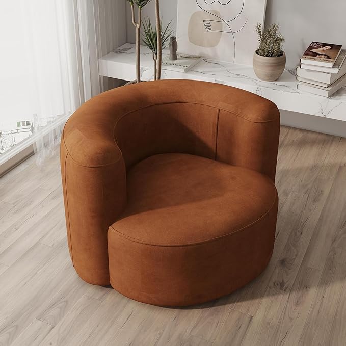 Acanva Luxury Modern Tight Curved Back Velvet Sofa, Minimalist Style Comfy Couch for Living Room Apartment Reception Space, Tangerine Single Chair Set of 2