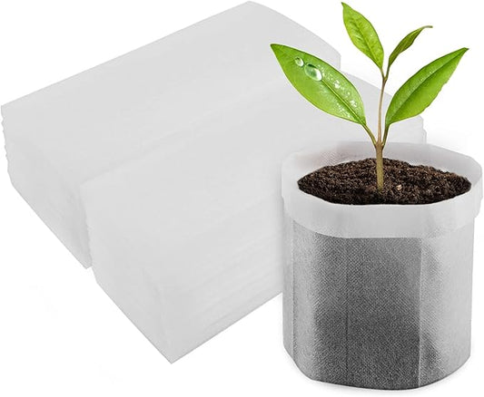 Nursery Grow Bags, 200 PCS Non-Woven Plants Grow Bags 7.8"x8.6", Solid Seed Starter Bags Fabric Seedling Pots Plants Pouch Home Garden Supply