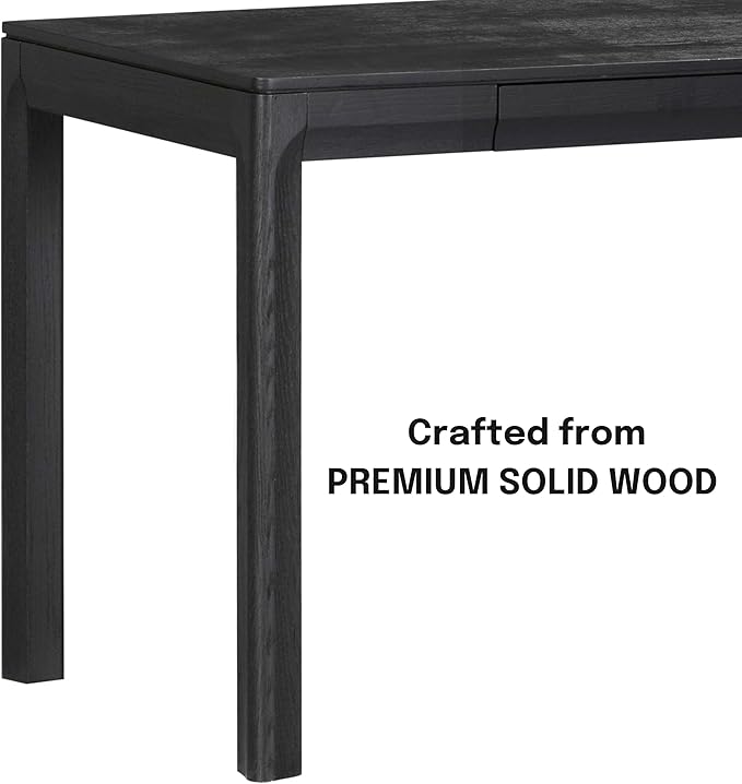 NTC Flow Modern Wooden Rectangle Desk Table with Hidden Drawer – Waterproof & Heat Resistant, Burnt Black