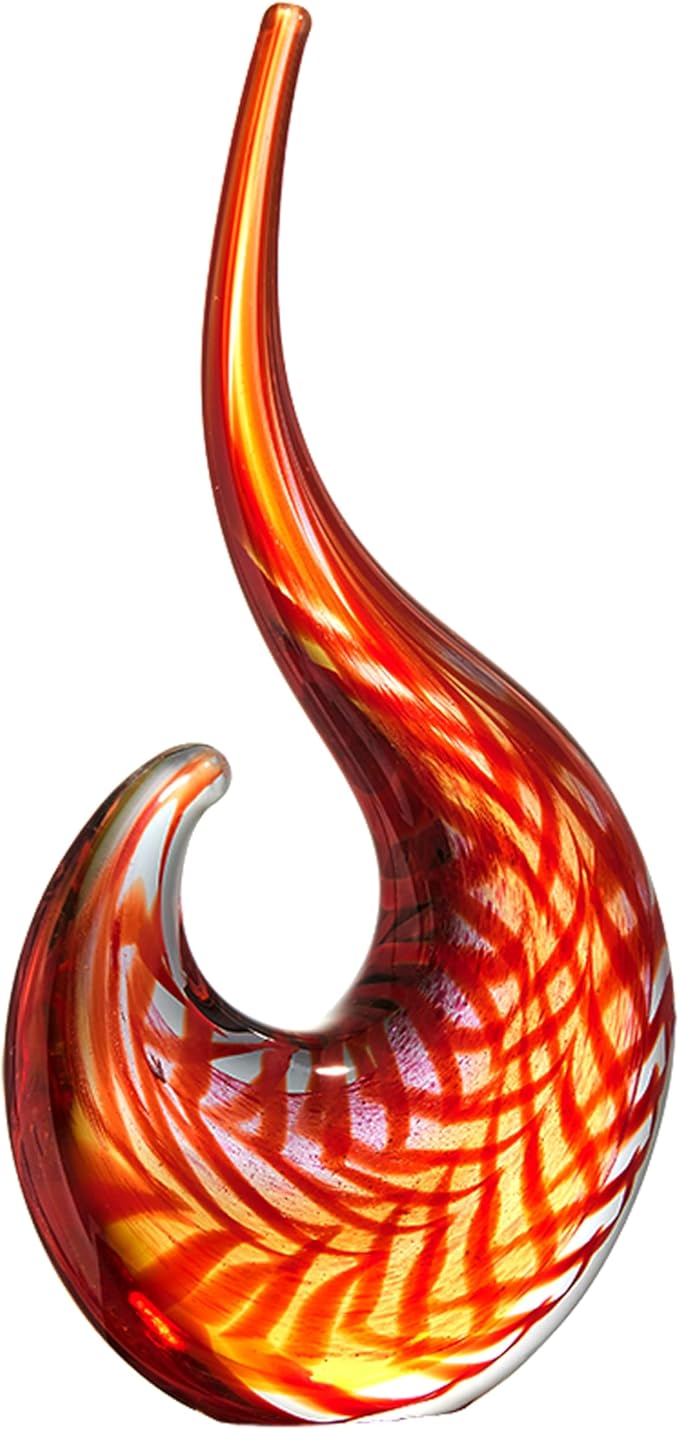 Luxury Lane Hand Blown Abstract Sun Conure Sommerso Art Glass Sculpture for Home Decor 12 inch Tall Centerpiece Table Decoration
