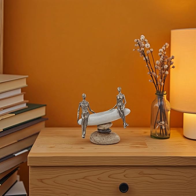 Modern Abstract Couple Sculpture – Romantic for Her or Him, Minimalist Wedding or Engagement Present, Elegant Figurine Decor for Bedroom, Shelf or Office