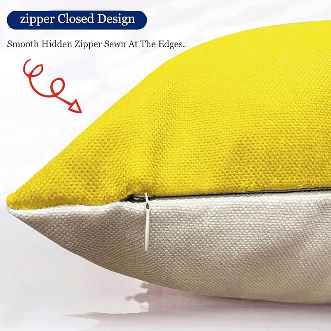 Decorative Throw Pillow Covers 18x18 Inch Yellow Pillow Covers for Couch Sofa Living Room Bedroom car,Farmhouse Outdoor Throw Pillow Cover,Modern Geometric Linen Square Throw Pillow Case Set of 4