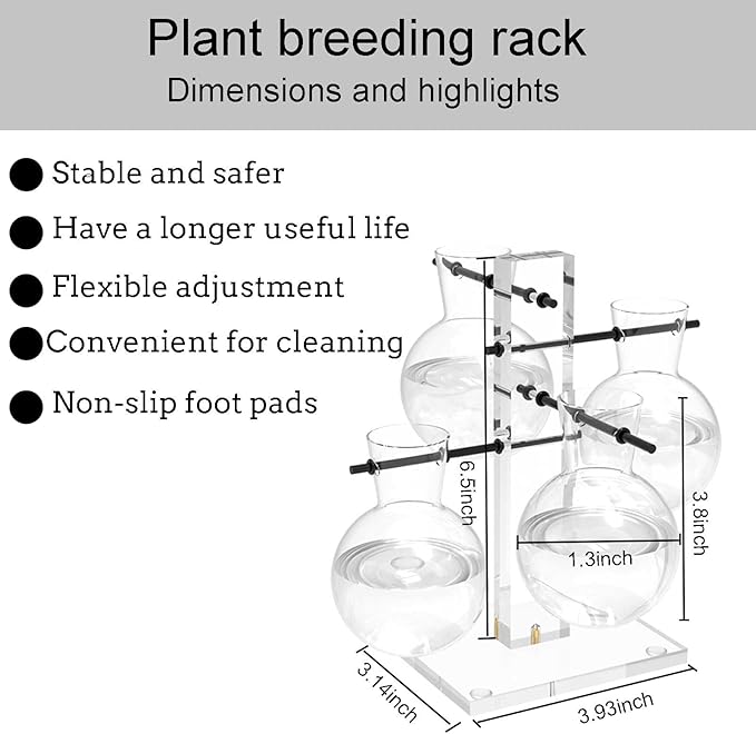 Plant Terrarium with Acrylic Stand Plant Propagation Station Air Planter 4 Bulb Glass Vase Metal Swivel Holder Plant Gift for Hydroponics Home Garden Office Decoration
