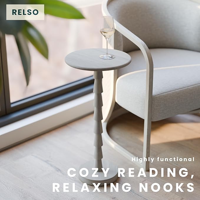 Relso Sakala Solid Mango Wood Drink Table - 24 Inches High, Stylish Side Table, Modern End Table for Living Room, Bedroom Night Stand, Small Folding Coffee Table, Indoor Plant Stand