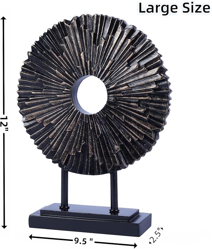 Minimalist Round Statue Above Cabinet Decor Kitchen, Modern Decorative Sculpture Home Decorations for Living Room Coffee Table, Office Decor Items, Center Pieces Decoration (Black)