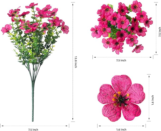 Artificial Fake Plants Flowers for Outdoor Outside Summer Decoration, 12 Bundles Faux Silk Hotpink Daisy UV Resistant Realistic for Porch Patio Home Window Box Yard Garden Planter