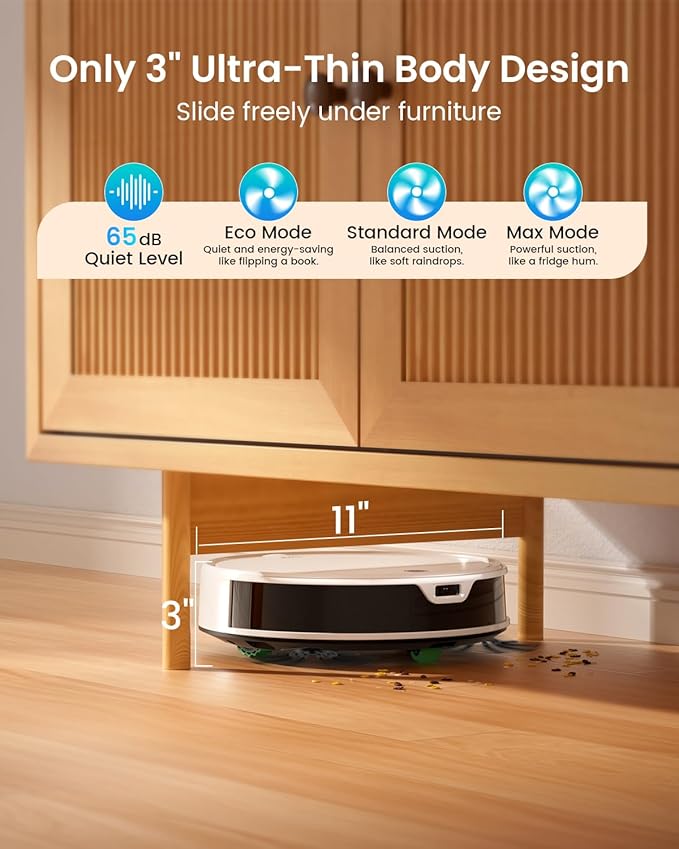 OKP Robot Vacuum and Mop Combo K5 Ultra Small Robotic Cleaner with ToF LiDAR Navigation, 6000pa Suction, WiFi/App/Alexa Control, 170min Runtime, 500ML Dust Box, Ideal for Pet Hair and Home