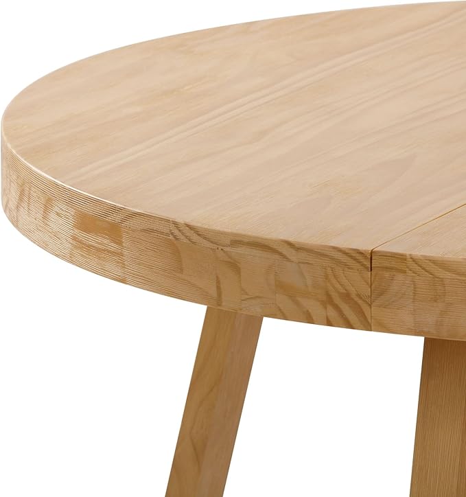 Plank+Beam Round Dining Table, 47 Inch Solid Wood Kitchen Table, Farmhouse Round Table for 4, Small Dinette Table, Blonde Wirebrush