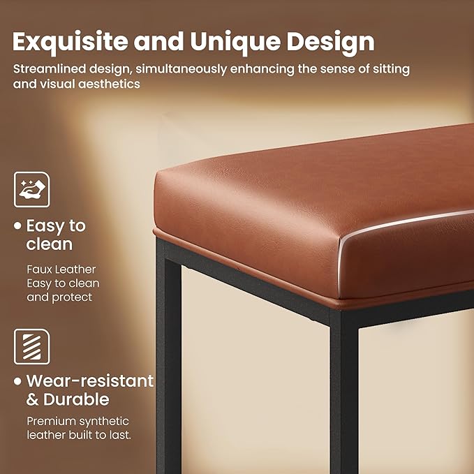 PHI VILLA Brown Bar Stools - 24 inch Counter Stools for Kitchen Island, Counter Height Bar stools