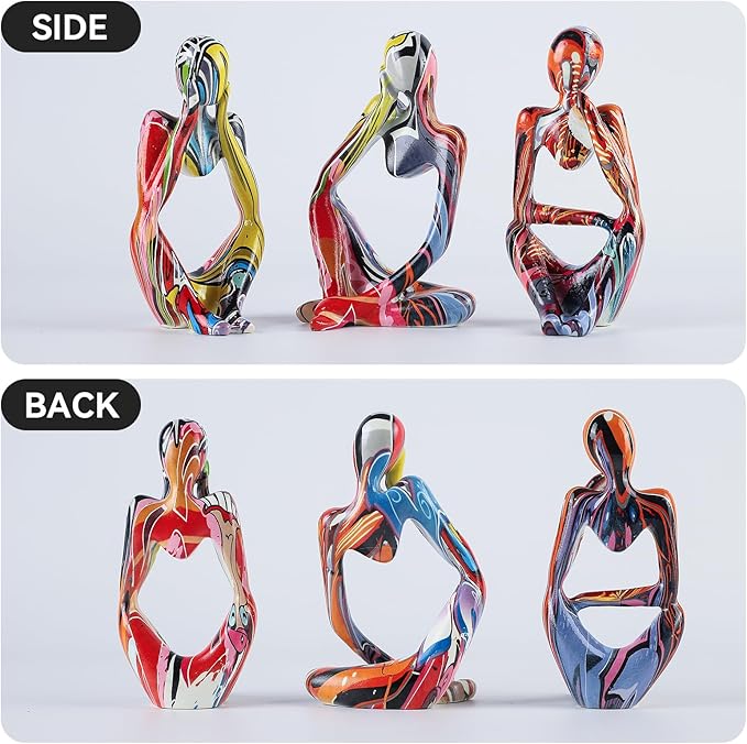 BrownLove 3pcs Hip hop Human Body Abstract Art Decoration, Modern White Art Resin Statue Room Office Shelf Bookcase Decoration