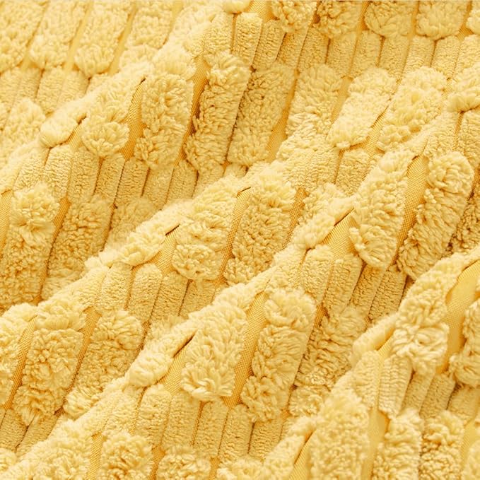 Fancy Homi 2 Packs Yellow Decorative Throw Pillow Covers 20x20 Inch for Living Room Couch Bed Sofa, Rustic Farmhouse Boho Home Decor, Soft Striped Corduroy Square Cushion Case 50x50 cm