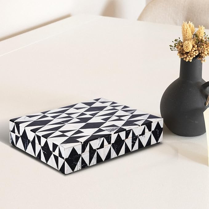 Handicrafts Home Handmade Harlequin Collection Decorative Jewelry Box Organizer – Keepsakes, Trinkets, and Home Decor – Antique Coffee Table Storage, Memory Box, Farmhouse Style Decor, 6x8x1.5