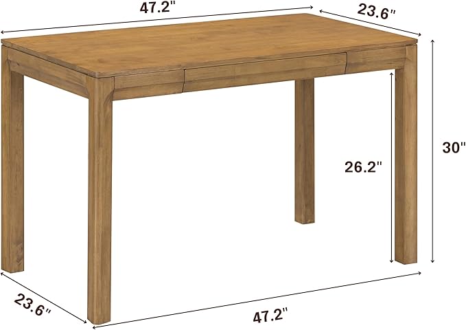 NTC Flow Modern Wooden Rectangle Desk Table with Hidden Drawer – Waterproof & Heat Resistant - Teak Look