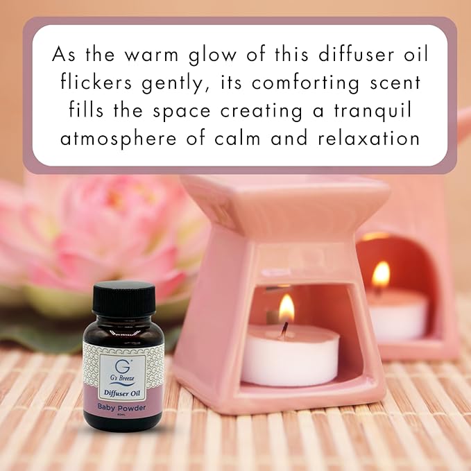G's Breeze Baby Powder Diffuser Oil Refill - Soft & Soothing Fresh Baby Powder Scent - Ideal for Nurseries, Bedrooms, Living Rooms & More - Elevate Your Space with Comforting Aroma - 60 ML