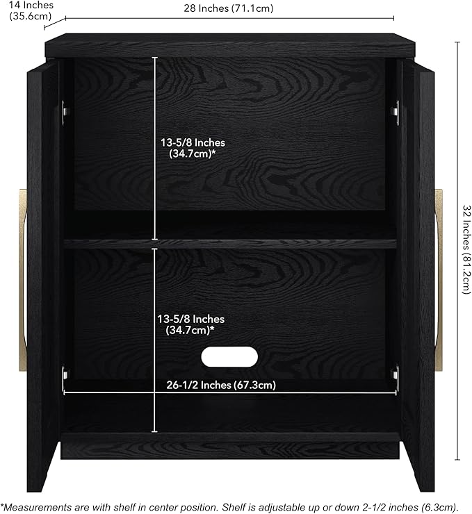 Henn&Hart Tillman Accent Cabinet, 28" Wide, Black