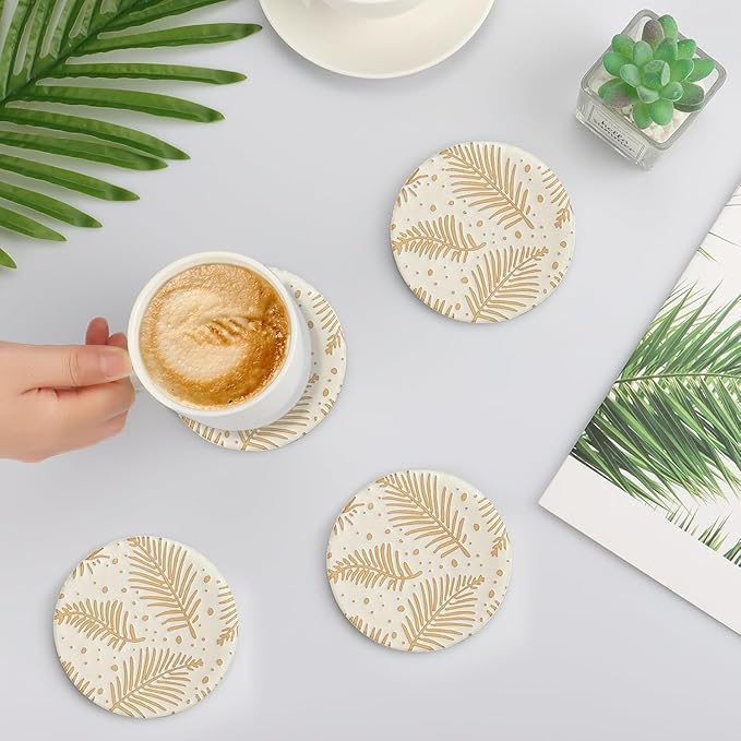 Drink Coasters Set of 2 -Rustic Table Cup Mats, Desk Coasters with Non-Slip Cork Wood, Cute Coffee Table Coaster, Gift for Office Room,Home Decor Posavasos,Housewarming_2PACK (Amber Pine)