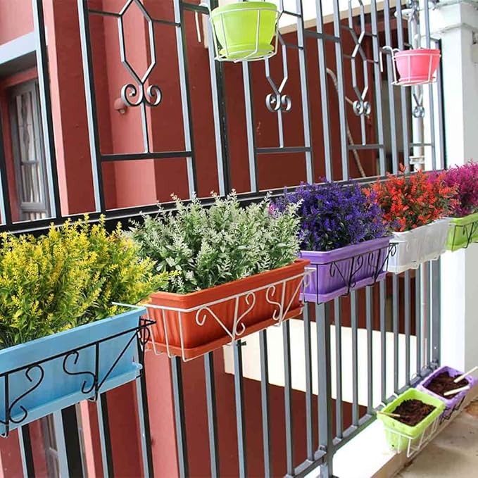 RECUTMS Artificial Plants Lavender, 8 Bundles Outdoor UV Resistant Greenery Fake Shrubs Simulation Plants Indoor Outside Hanging Planter Home Garden Decor (White)