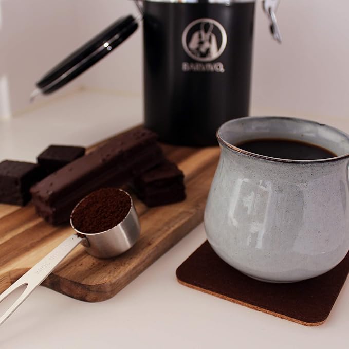 Barvivo Coasters for Drinks Absorbent- 8 Pcs Square Coasters for Coffee Table - Double Sided Felt & Cork Drink Coasters for Tabletop Protection - Suitable for Drinks, Coffee & All Table Types - Brown