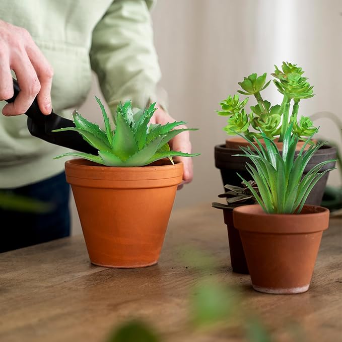 6Pcs Green Succulent Plants Mini Green Succulent Plants Faux Artificial Succulents Plant for DIY Crafting Home Floral Wall Office Decoration (excluding pots)