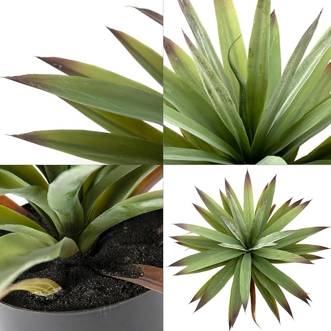 20” Artificial Agave Plant in Pot Lifelike Faux Bonsai for Home Decor (Green, Indoor & Outdoor)