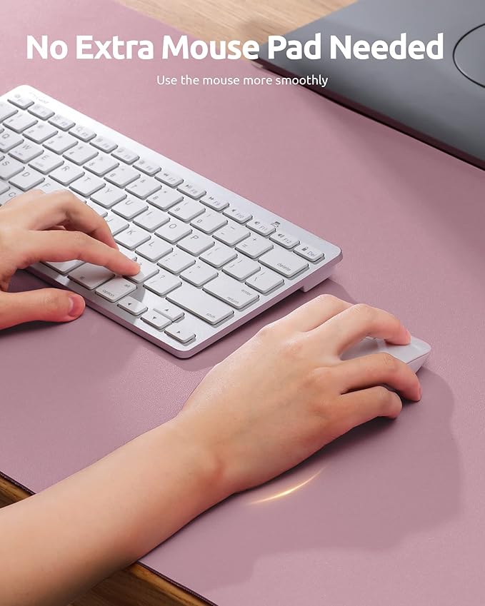 YSAGi Leather Desk Protector, Office Mat, Large Mouse Mat, Non-Slip PU Leather Blotter, Laptop Desk Pad, Waterproof Writing Pad for Office and Home (Pale Mauve, 23.6" x 13.8")