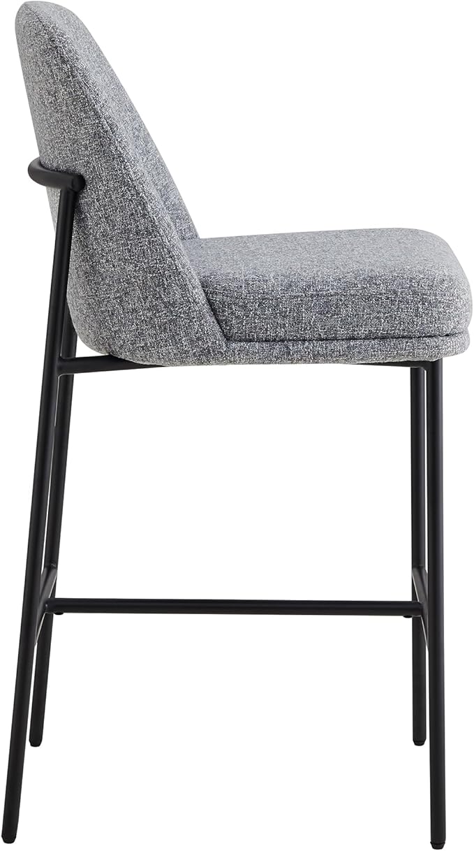 CHITA Counter Height Bar Stools Set of 2, FSC Certified Metal Barstools for Kitchen Island, 27" H Seat Height, Fabric, Grey (Multi-Colored)