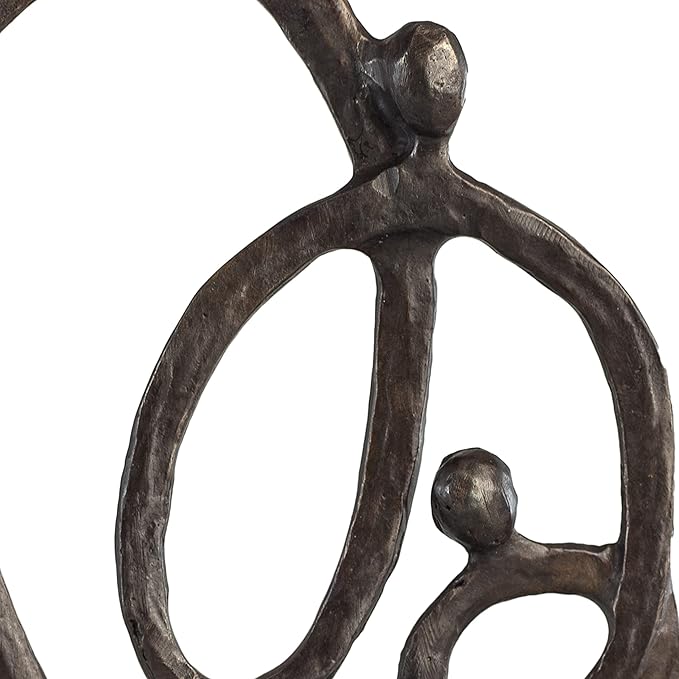 Danya B. Family of 3 Heart Ring of Love Sand-Casted Bronze Sculpture, Contemporary Decor for Home or Office, Gift for a Family of 3, Wedding, Birthday or New Baby